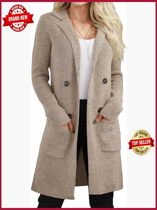 Sweaters - Open Front Long Cardigan Sweater Knit Coatigan Jacket with Pockets